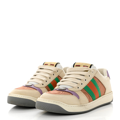 Gucci Moire Fabric Nubuck Web Womens Screener Sneakers 35 Cinnamon Dusty Milk New Lavender 3 of 9