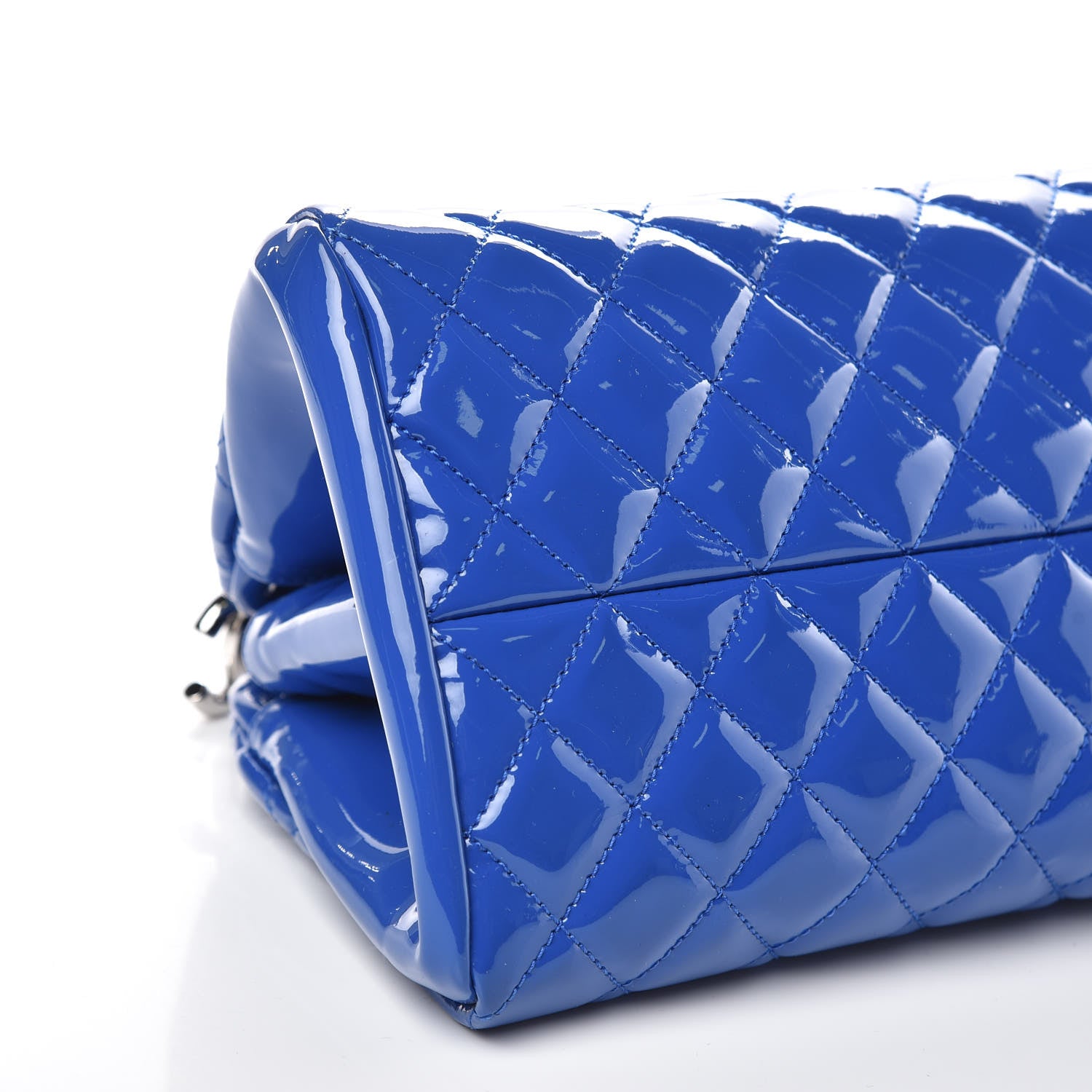 Chanel Patent Quilted Medium Just Mademoiselle Blue Fonce 8 of 10