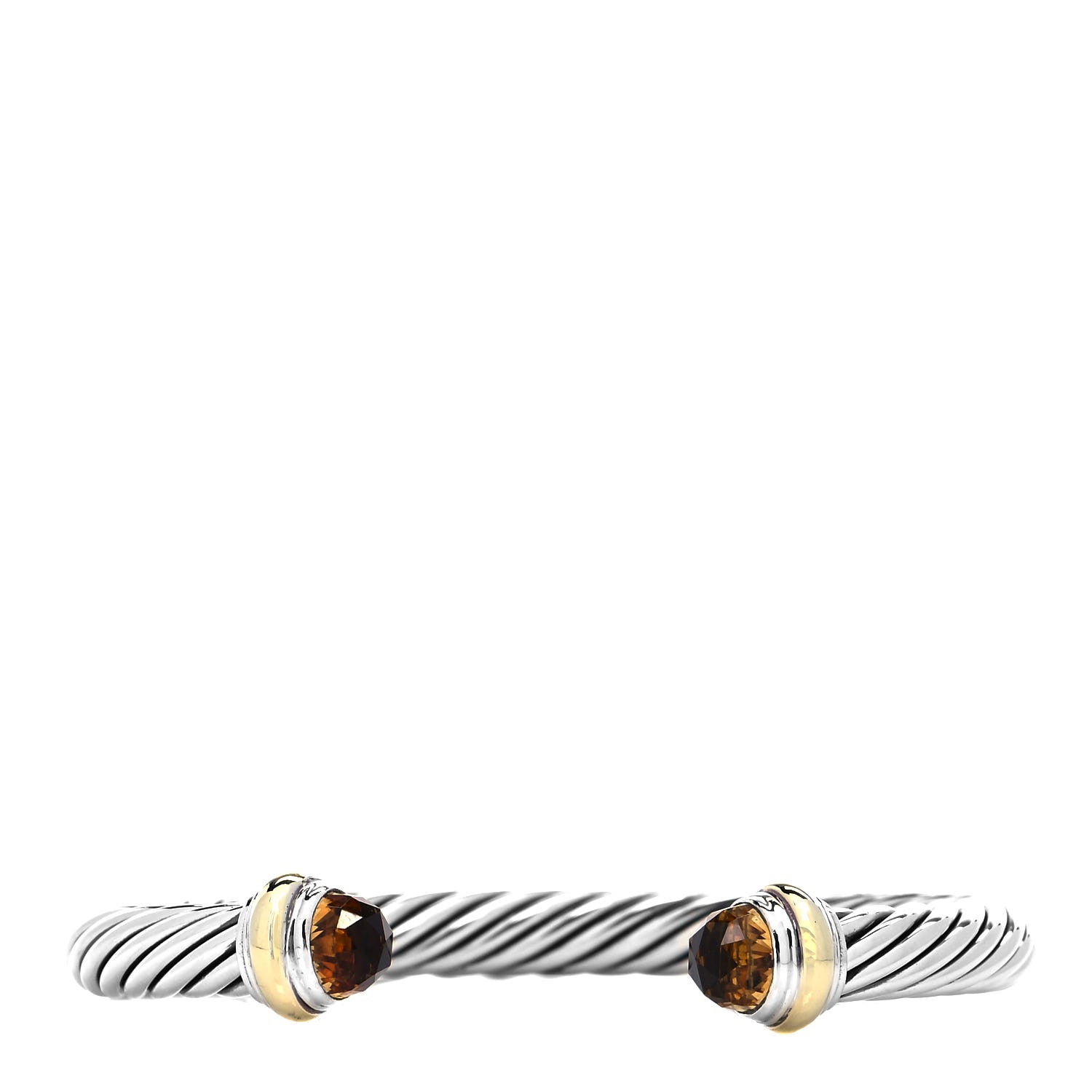 David Yurman Sterling Silver 14K Yellow Gold Citrine 7mm Cable Classics Bracelet 1 of 4