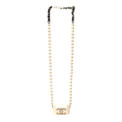 Chanel Resin Crystal Pearl Airpod Pro Case Necklace Gold White Pearly Black 3 of 5