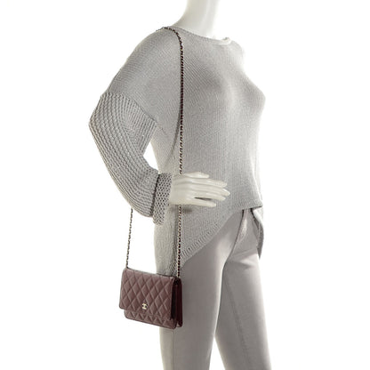 Chanel Striated Patent Quilted Wallet on Chain WOC Bordeaux 2 of 9