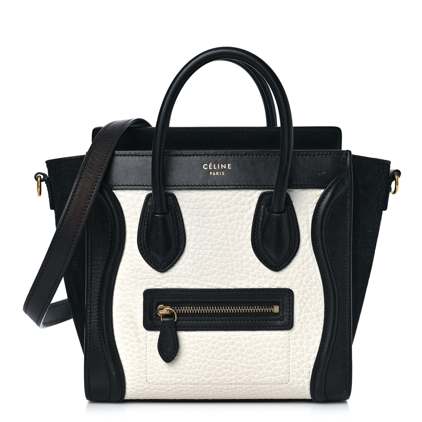 Bullhide Calfskin Nubuck Bi-Color Nano Luggage Black White