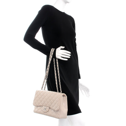 Chanel Caviar Quilted Jumbo Single Flap Beige 3 of 11