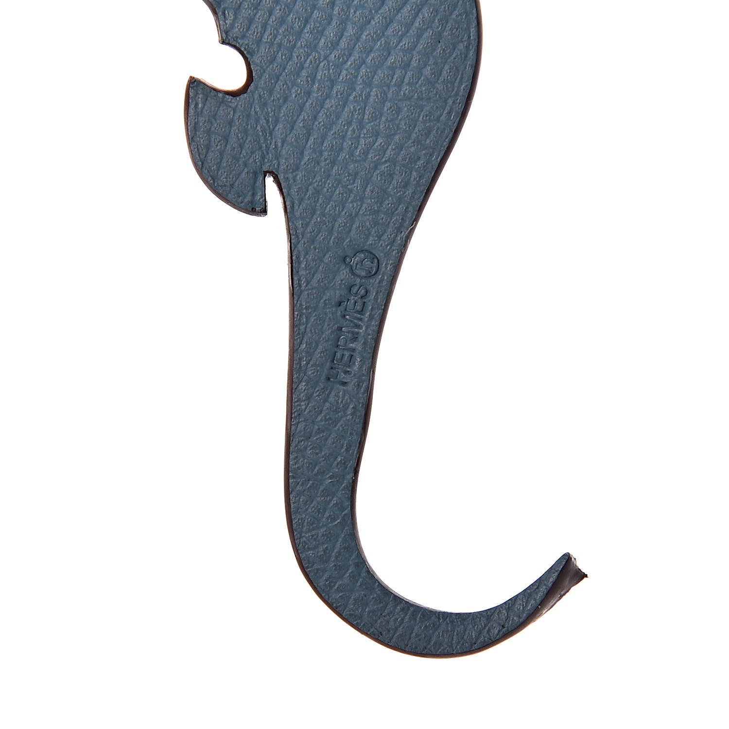 Hermes Togo Epsom Petit H Seahorse Bag Charm Capucine Blue Jean 3 of 4