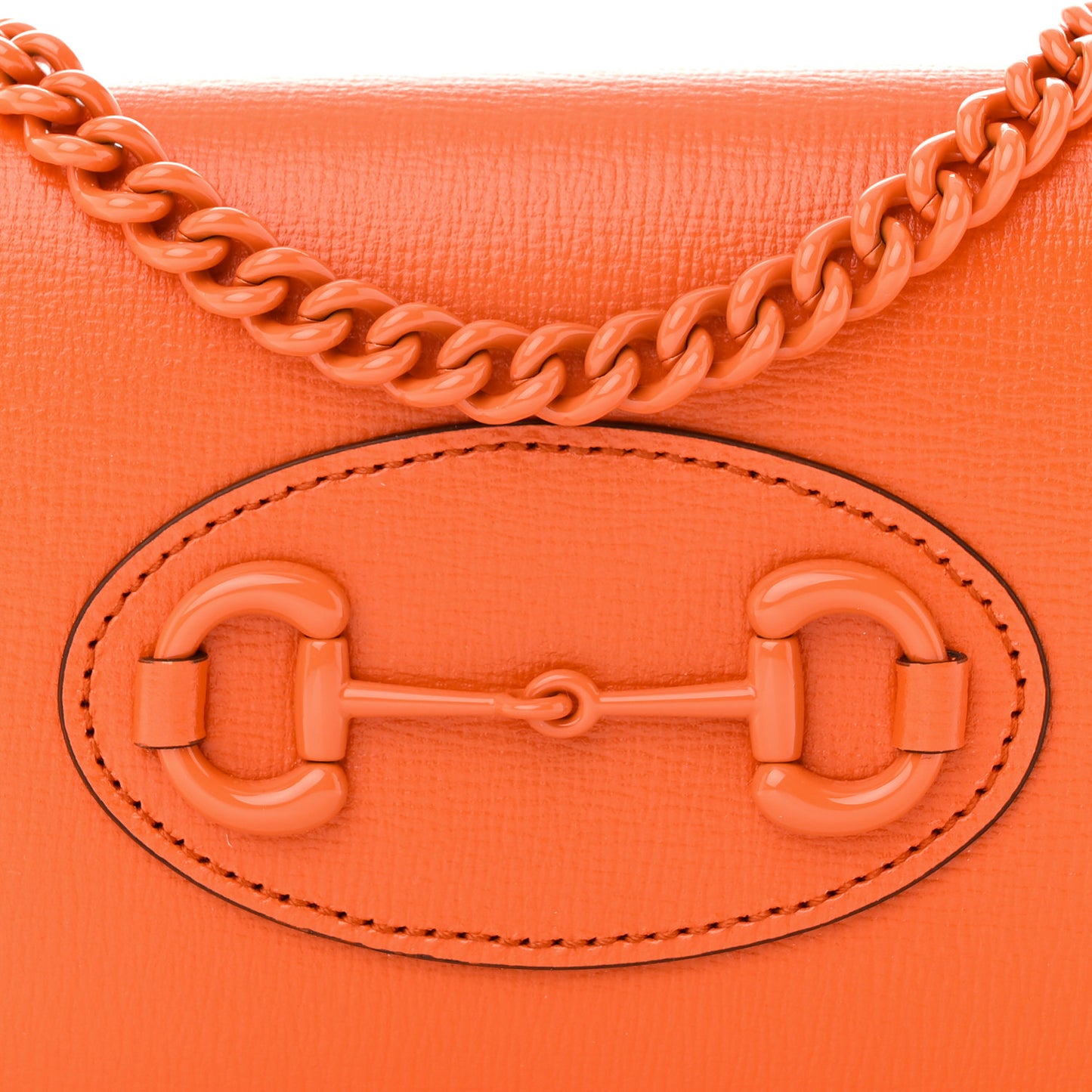 Azalea Calfskin Enamel Horsebit 1955 Wallet On Chain Deep Orange