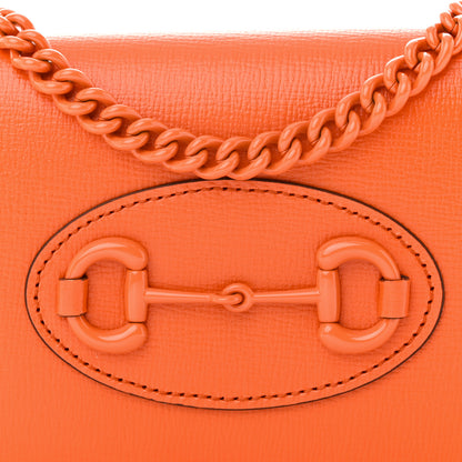 Gucci Azalea Calfskin Enamel Horsebit 1955 Wallet On Chain Deep Orange 8 of 11