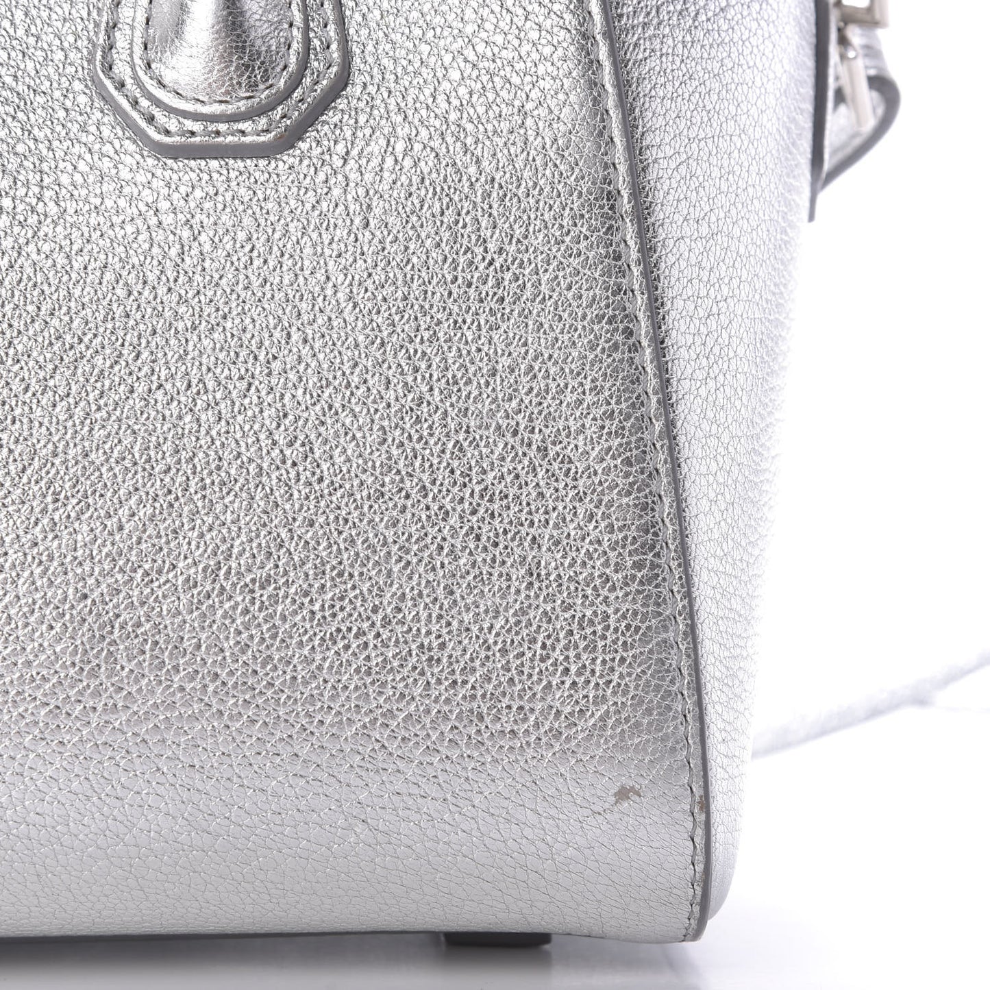 Metallic Sugar Goatskin Mini Antigona Silver