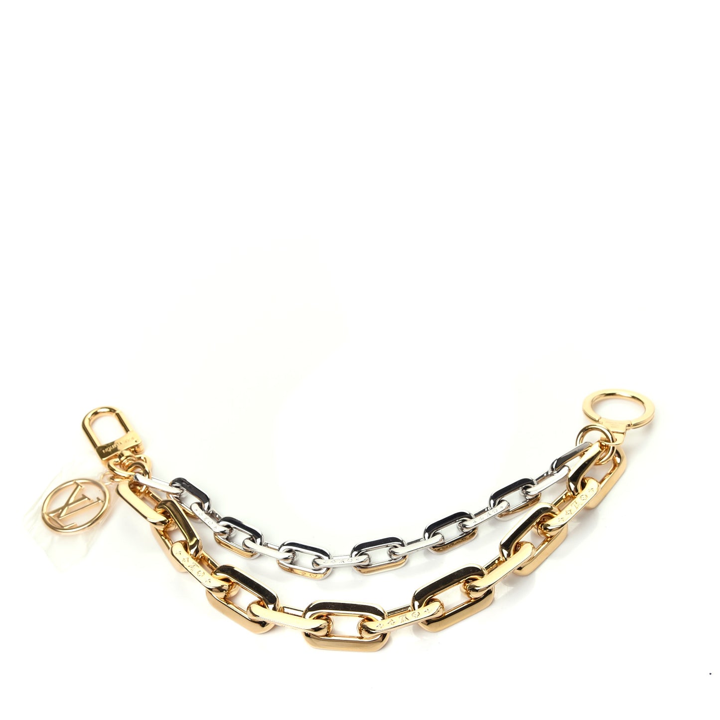 Metal LV Edge Chain Bag Charm Silver Gold