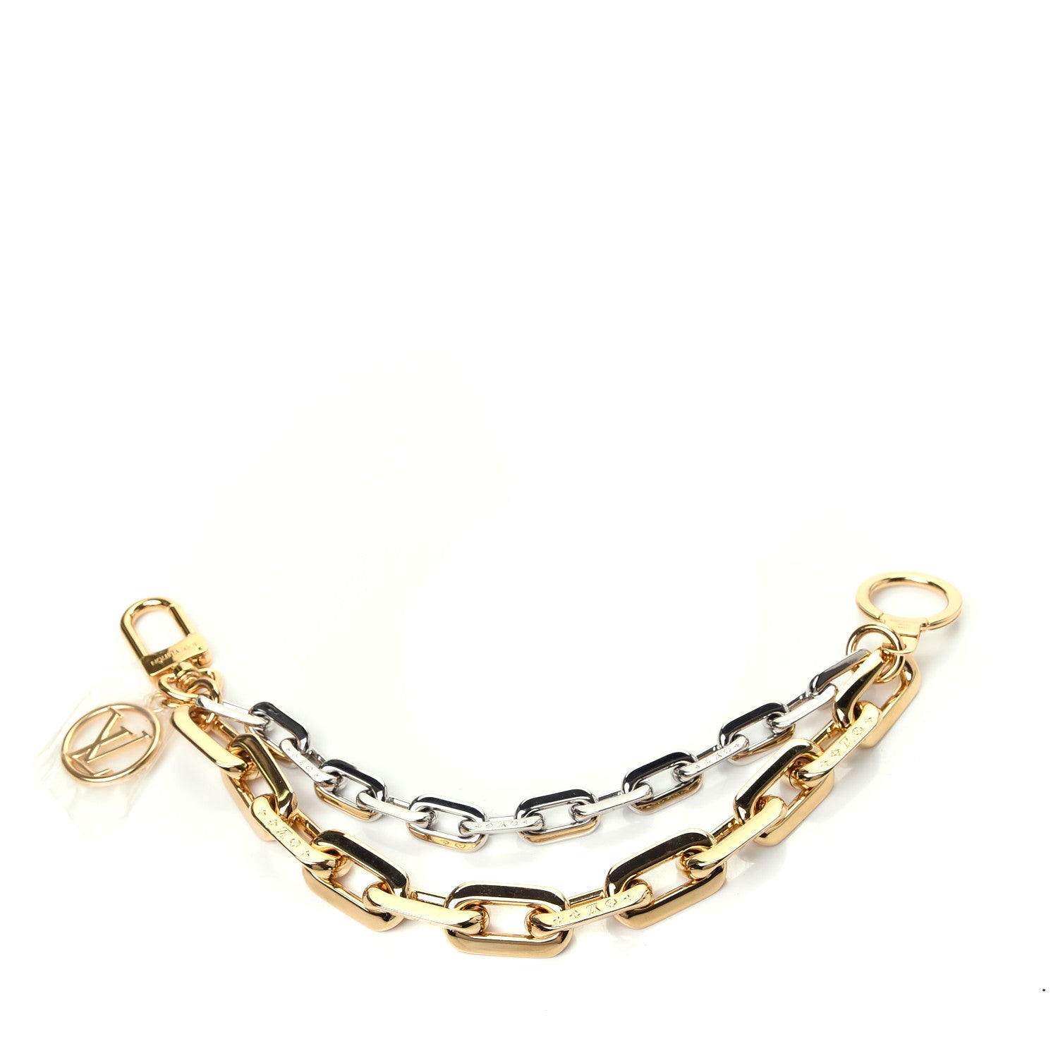 Louis Vuitton Metal LV Edge Chain Bag Charm Silver Gold 1 of 3