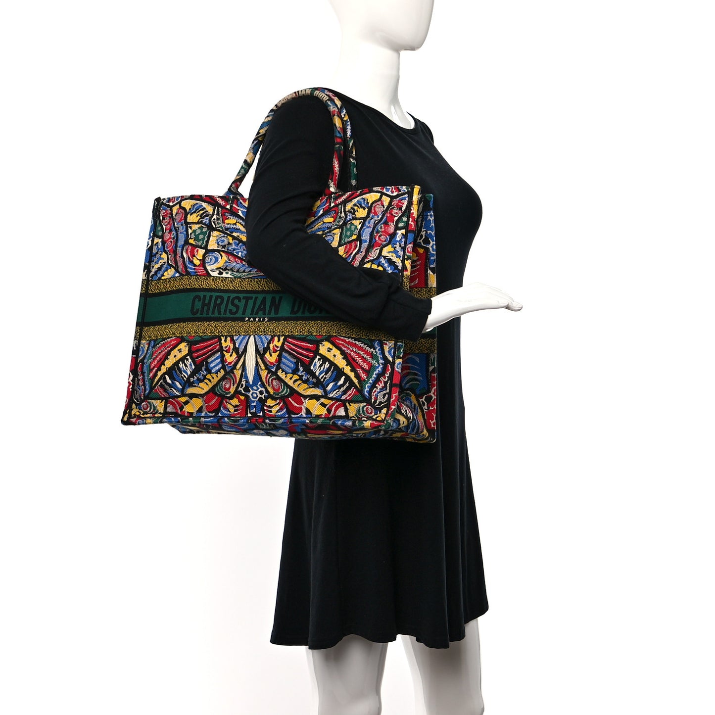 Canvas Embroidered Butterfly Book Tote Black Multicolor