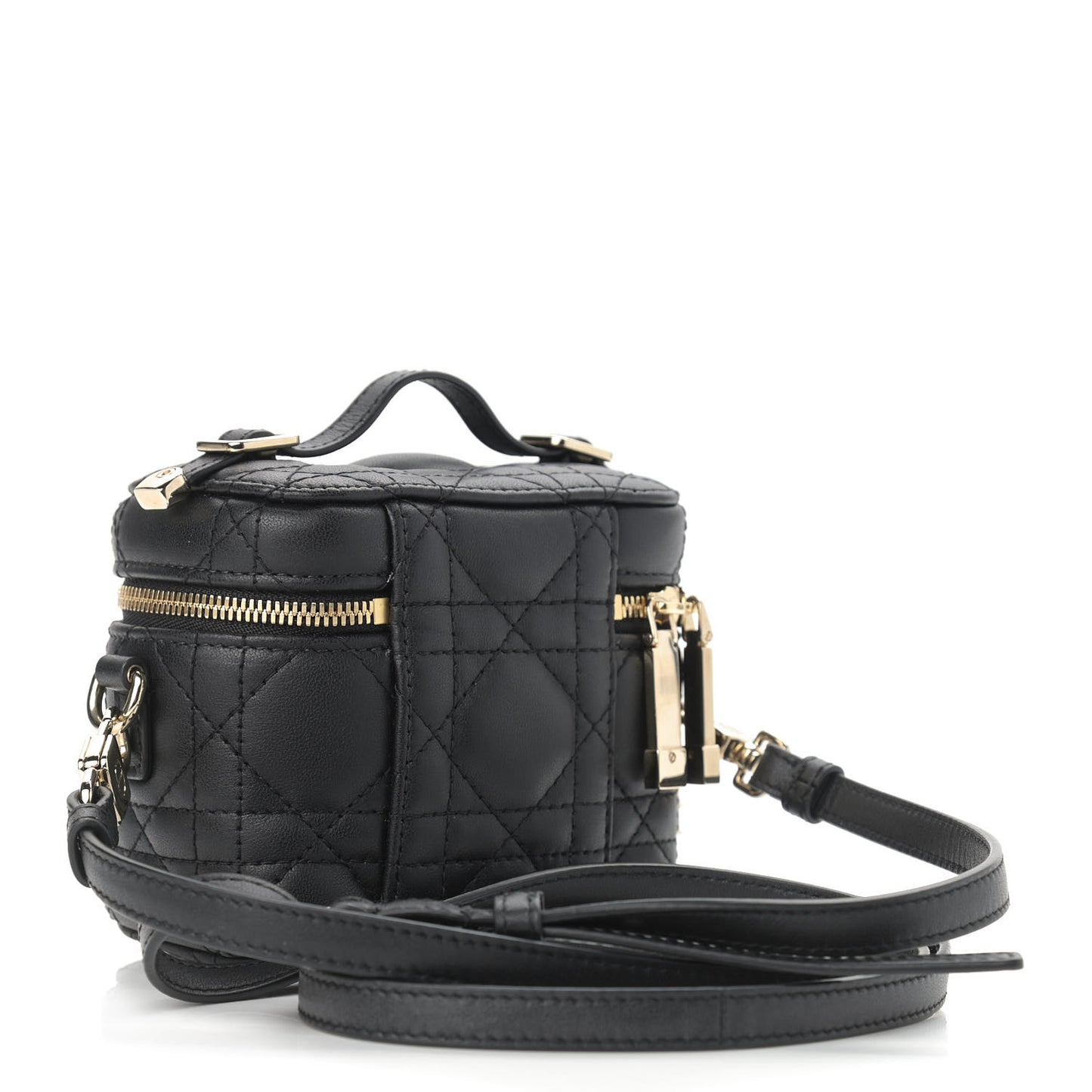 Lambskin Cannage Micro Lady Dior Vanity Case Black