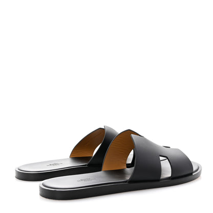 Hermes Calfskin Mens Izmir Sandals 44 Black 5 of 10