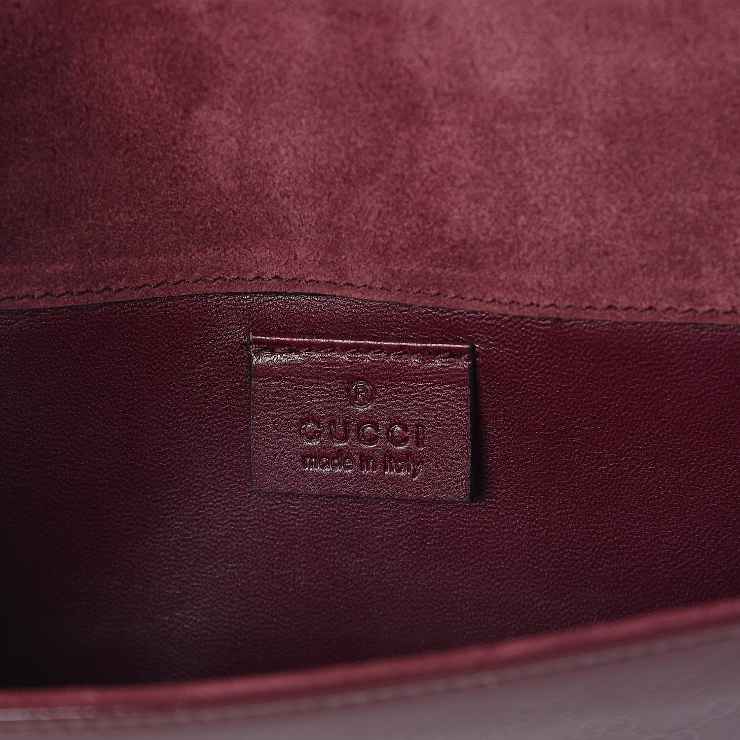 Gucci Patent Microguccissima Small Broadway Clutch Burgundy 6 of 6