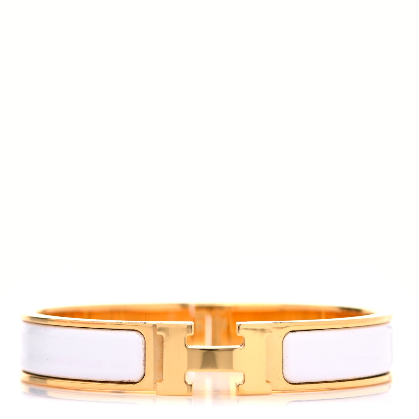 Enamel Narrow Clic Clac H Bracelet GM White