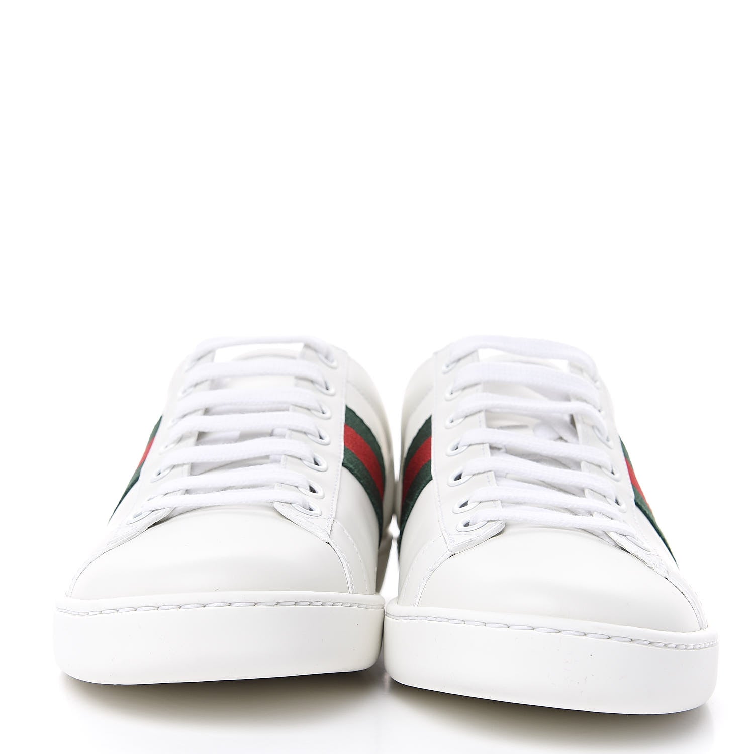 Gucci Calfskin Web Bee Embroidered Womens Ace Sneakers 38 White Green 2 of 9