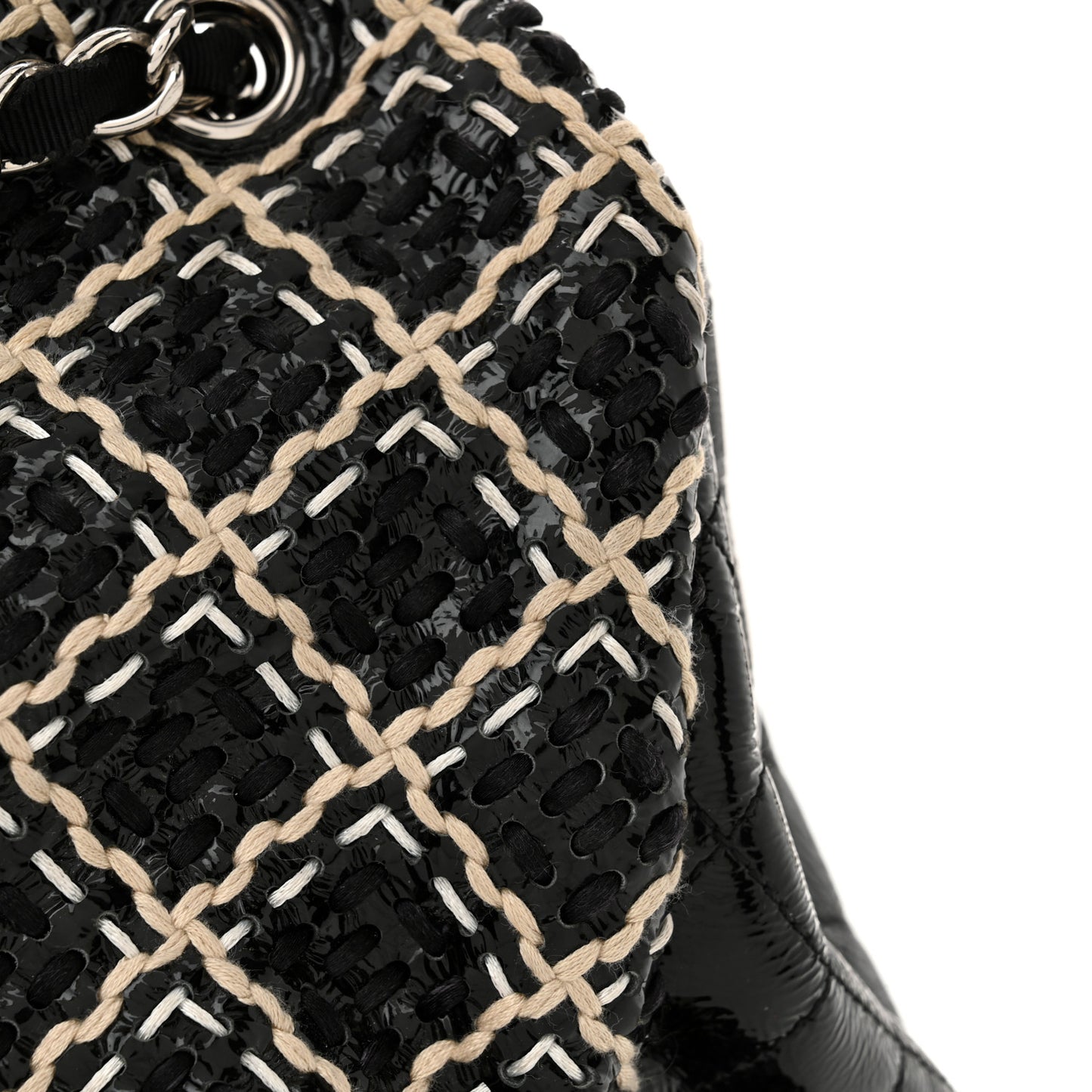 Patent Hand Embroidered Large Just Mademoiselle Black