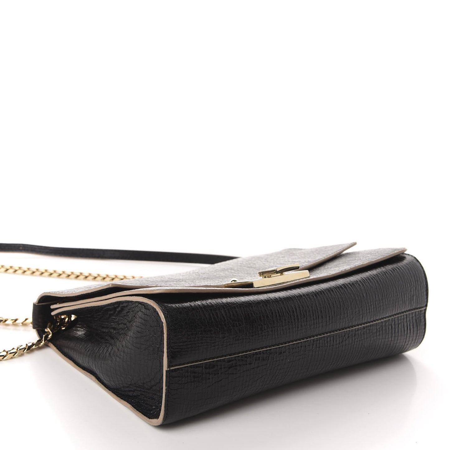 Washed Crinkled Calfskin Rebel Shoulder Bag Black