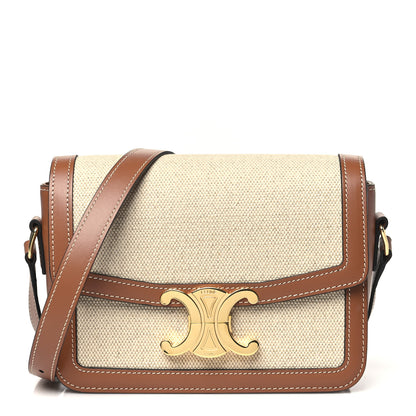 Celine Textile Calfskin Teen Triomphe Bag Natural Tan 1 of 10