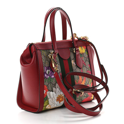 Gucci GG Supreme Monogram Flora Web Small Ophidia Tote Bag Red 3 of 9