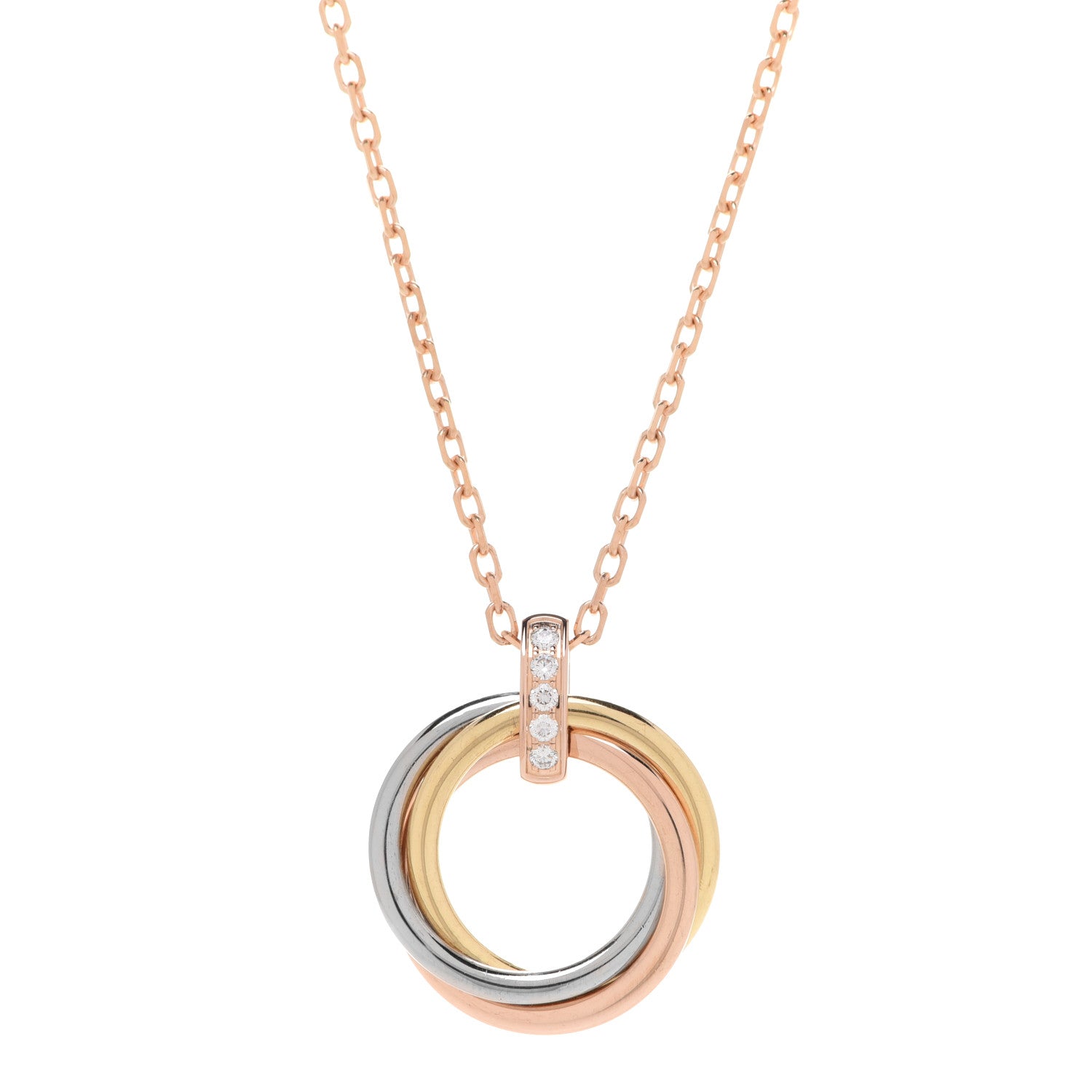 Cartier 18K Pink White Yellow Gold Diamond Trinity Pendant Necklace 4 of 8