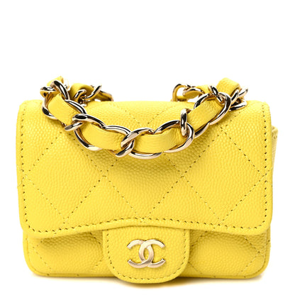 Chanel Caviar Quilted Mini Chain Belt Bag Yellow 1 of 10
