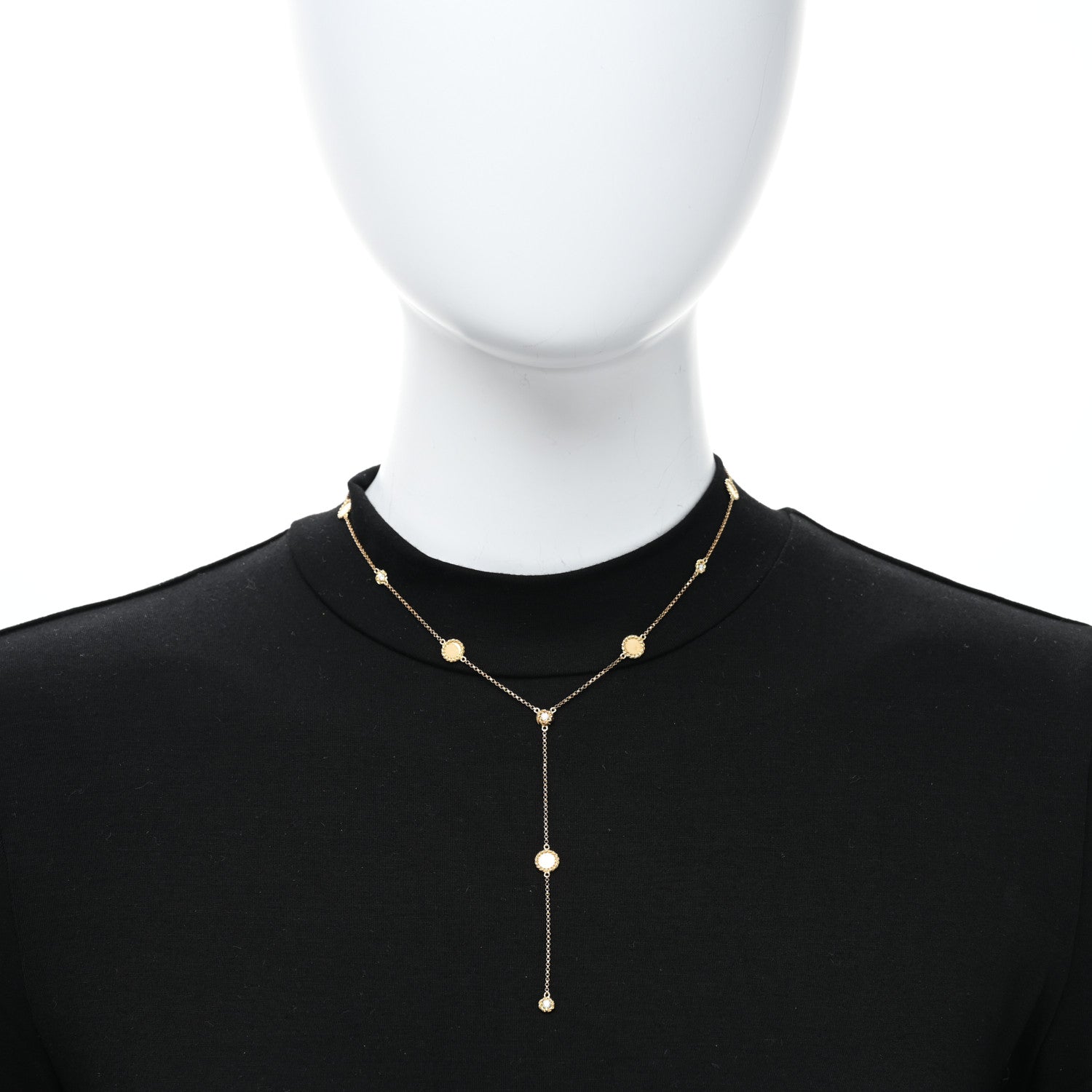 Roberto Coin 18K Yellow Gold Diamond Barocco Braid Y Drop Necklace 3 of 4
