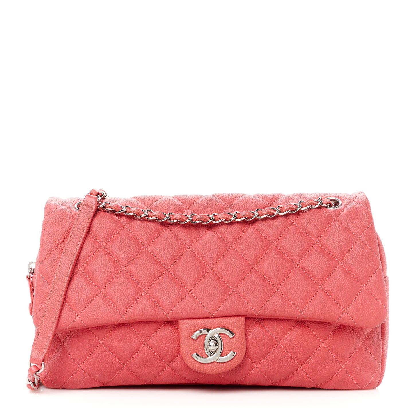 Caviar Quilted Jumbo Easy Flap Coral