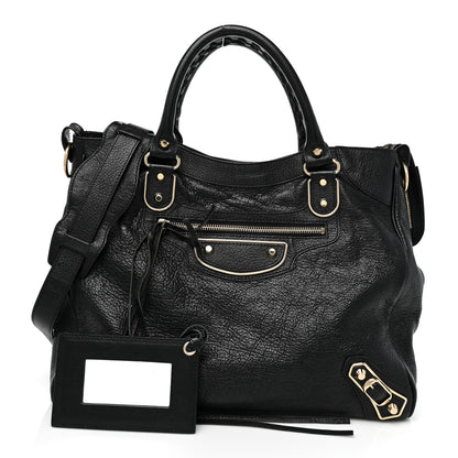 Balenciaga Chevre Gold Metallic Edge Hardware Velo Black 1 of 15
