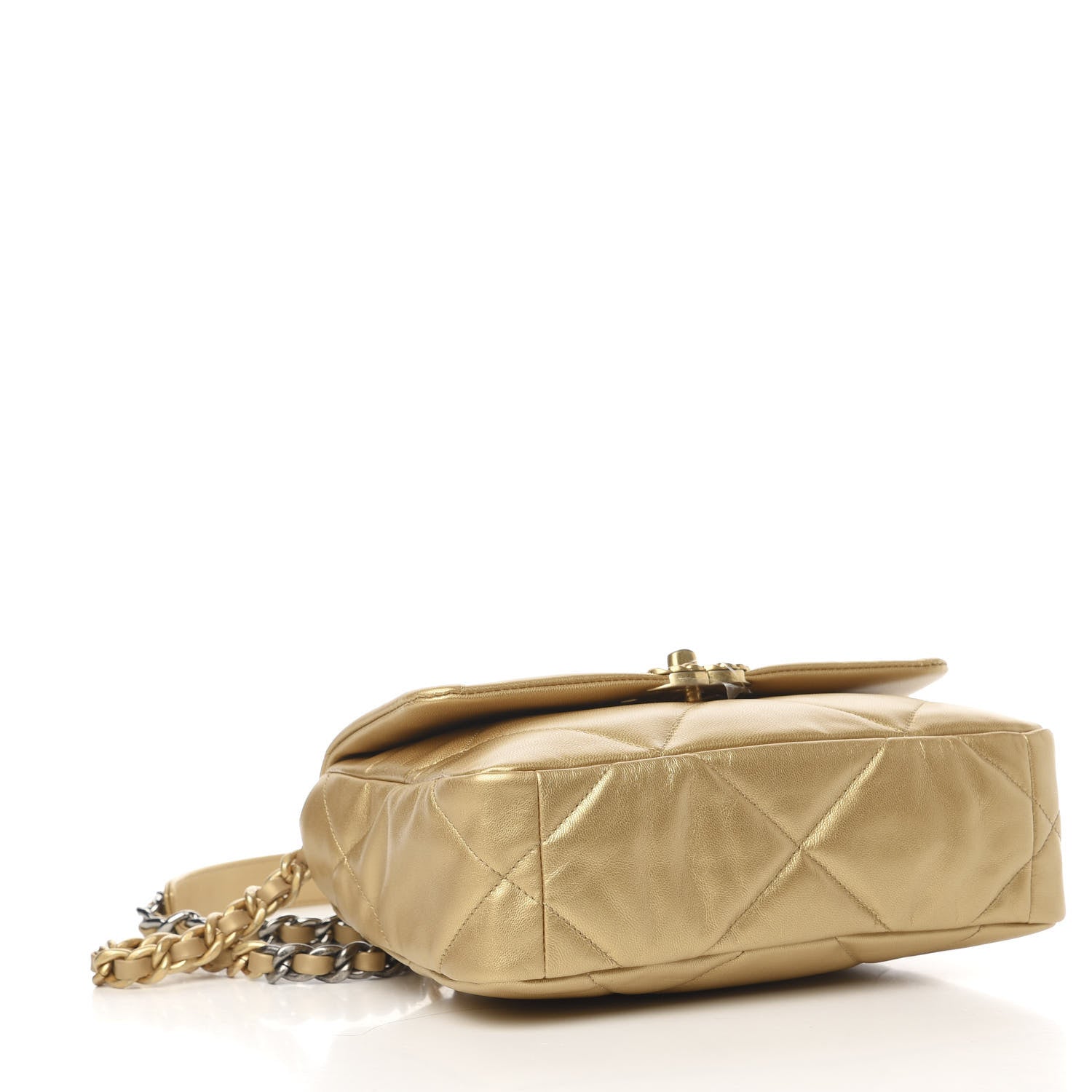 Chanel Metallic Goatskin Quilted Medium 19 Flap Gold 4 of 11
