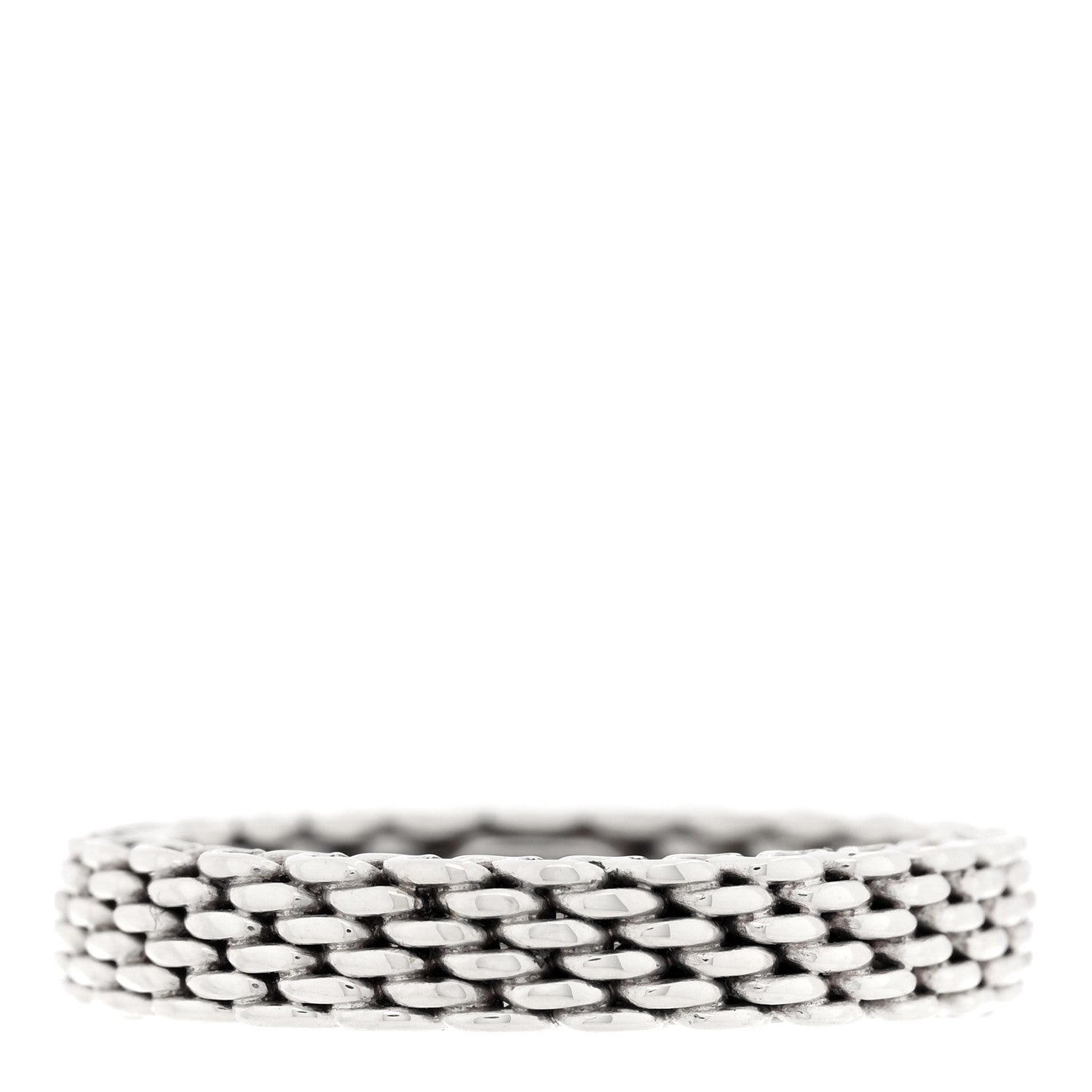 Tiffany Sterling Silver Narrow Mesh Somerset Ring 51 5.75 1 of 4