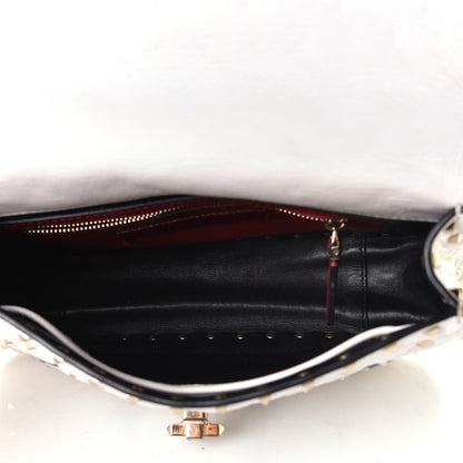 Valentino Garavani Lambskin VLTN Print Medium Rockstud Spike Shoulder Bag Optic White Black 4 of 6