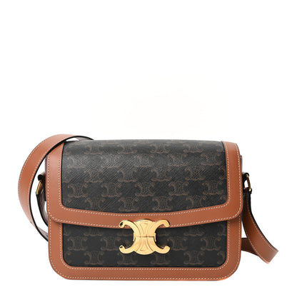 Celine Triomphe Canvas Calfskin Medium Triomphe Bag Tan 1 of 10