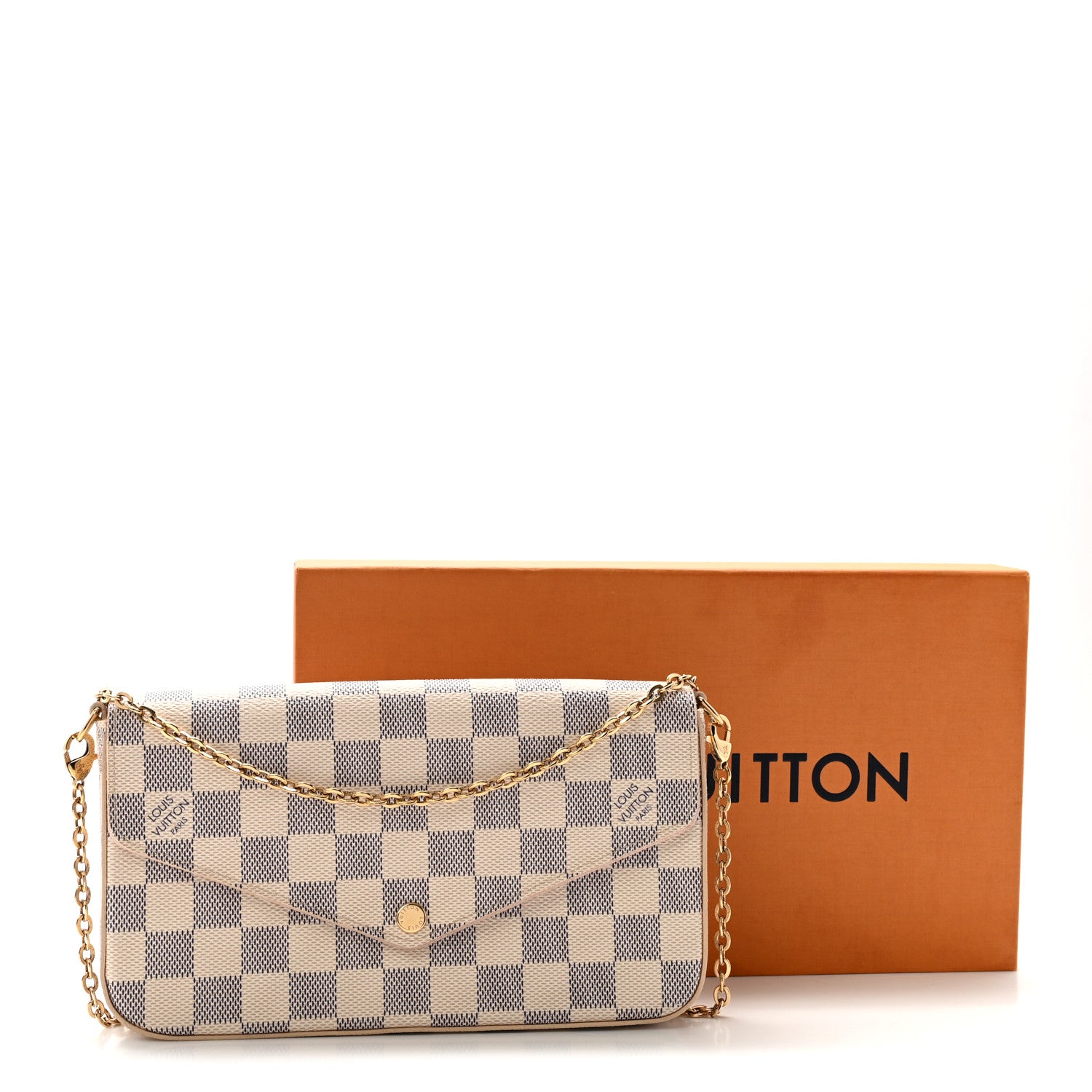 Louis Vuitton Damier Azur Pochette Felicie Chain Wallet Rose Ballerine 10 of 10