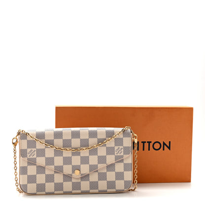 Louis Vuitton Damier Azur Pochette Felicie Chain Wallet Rose Ballerine 10 of 10