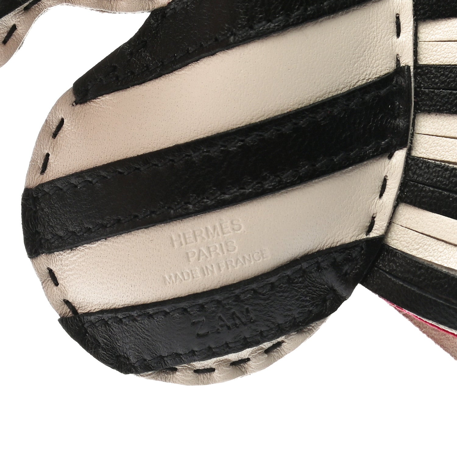 Hermes Milo Lambskin Geegee Savannah Bag Charm Craie Black Rose Mexico 3 of 3