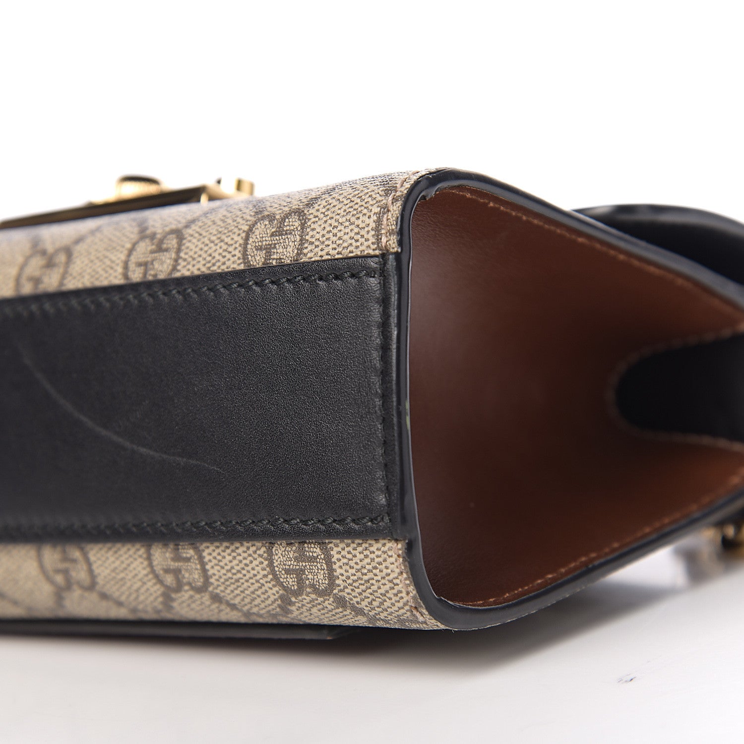 Gucci GG Supreme Monogram Calfskin Small Padlock Shoulder Bag Beige Black Cuir 11 of 11