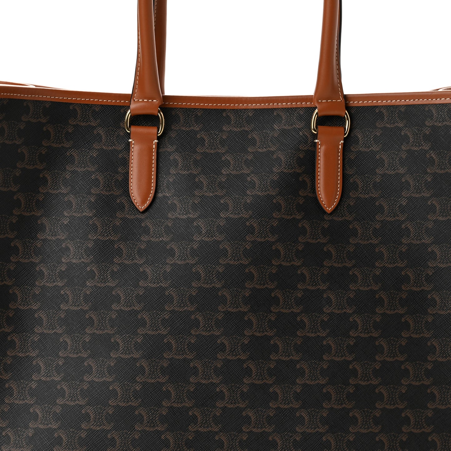 Triomphe Canvas Calfskin Horizontal Cabas Tan