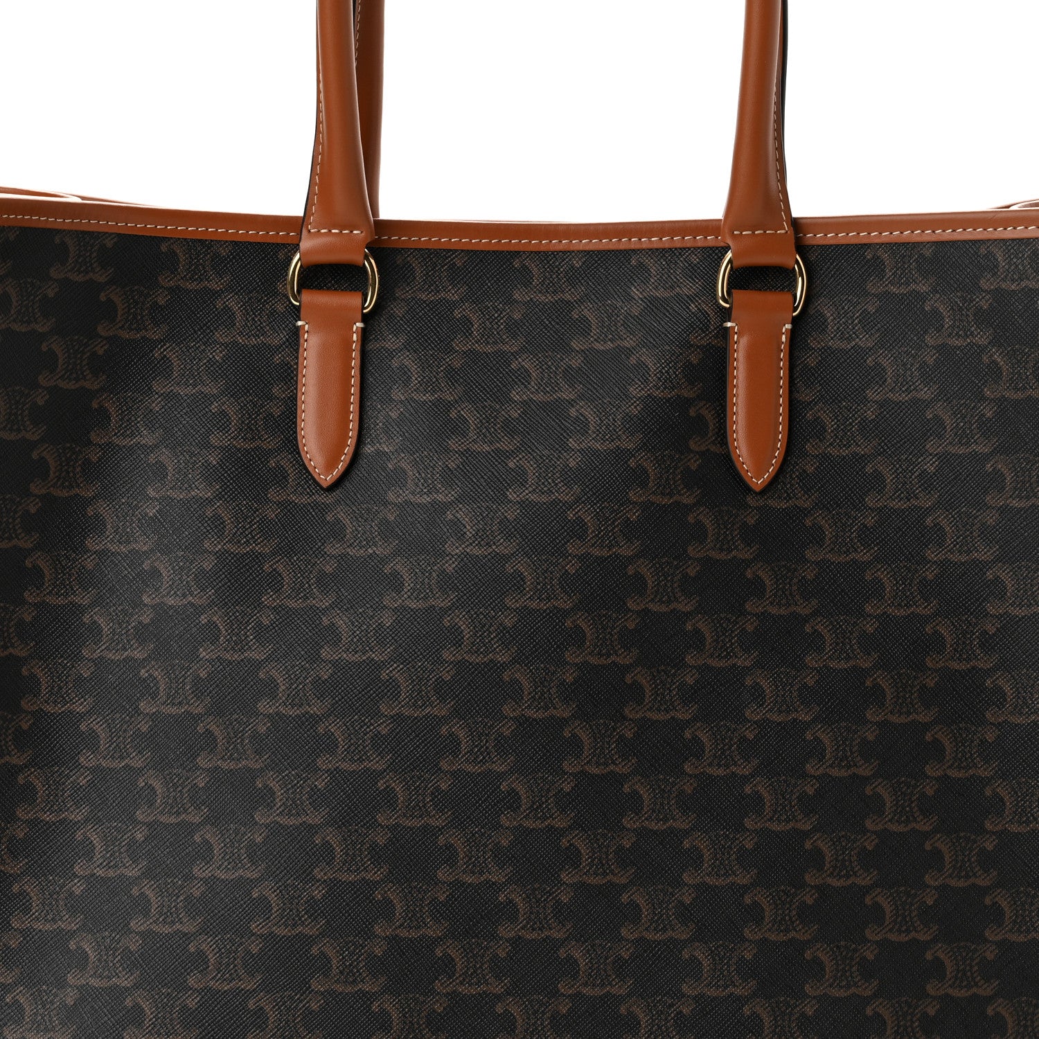 Celine Triomphe Canvas Calfskin Horizontal Cabas Tan 7 of 9