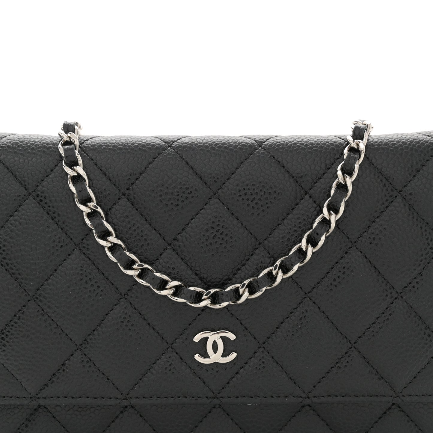 Caviar Quilted Wallet on Chain WOC Black