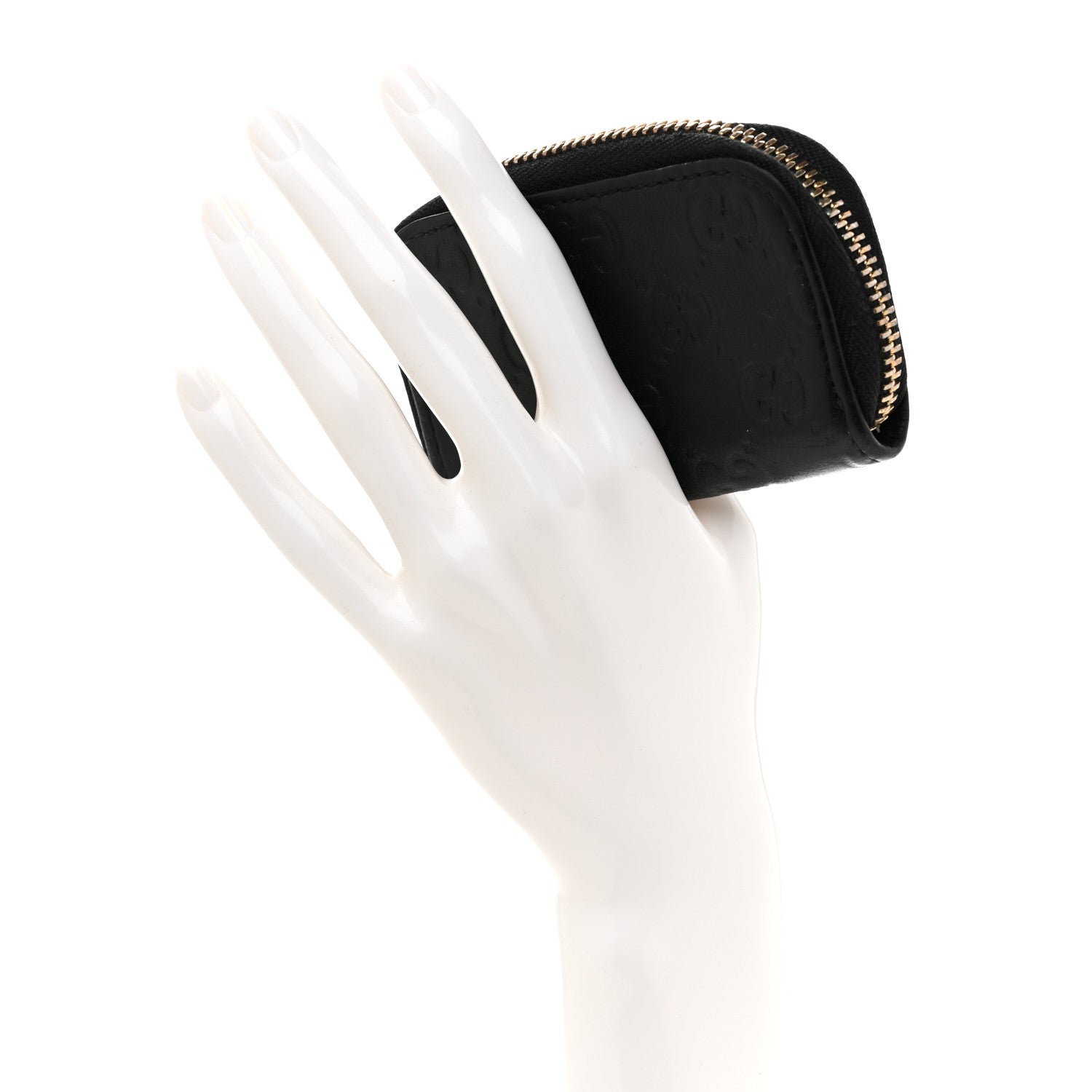 Gucci Guccissima Zip Around Coin Purse Wallet Black 2 of 8