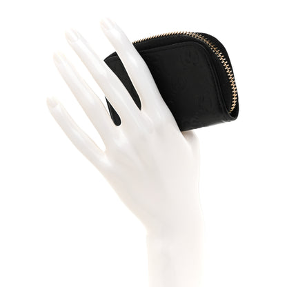 Gucci Guccissima Zip Around Coin Purse Wallet Black 2 of 8