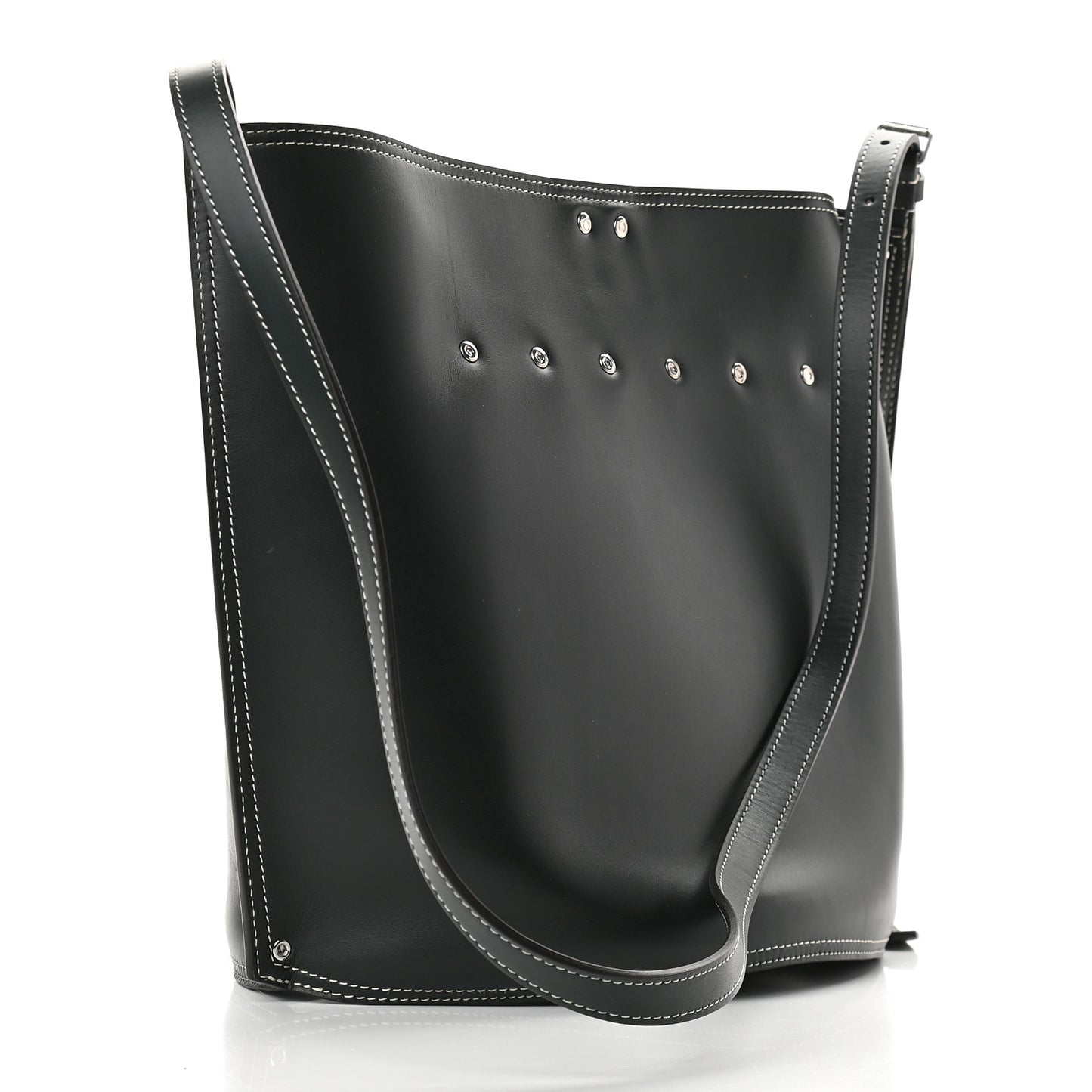 Shiny Calfskin Small Studs Bucket Bag Amazone