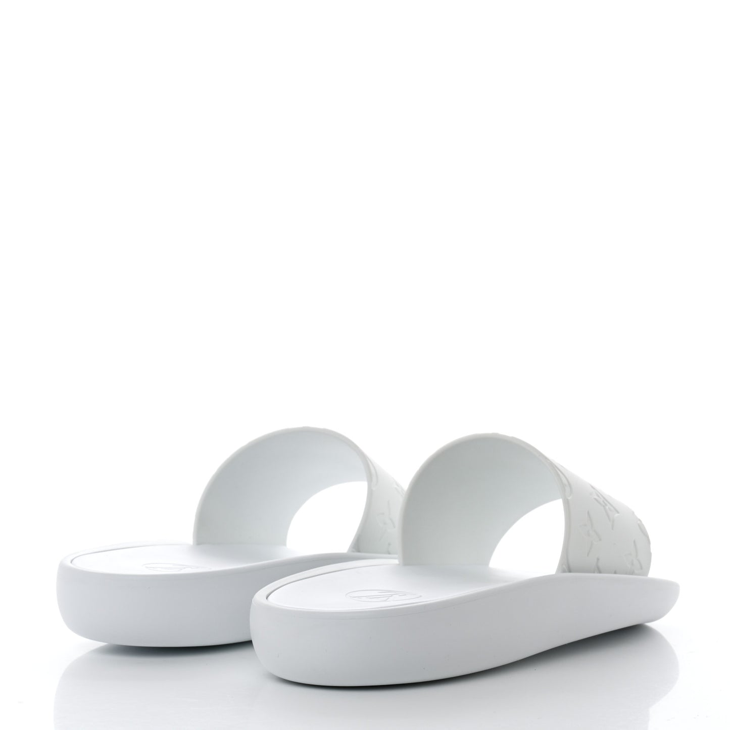 Rubber Monogram Embossed Sunbath Flat Mule 39 White