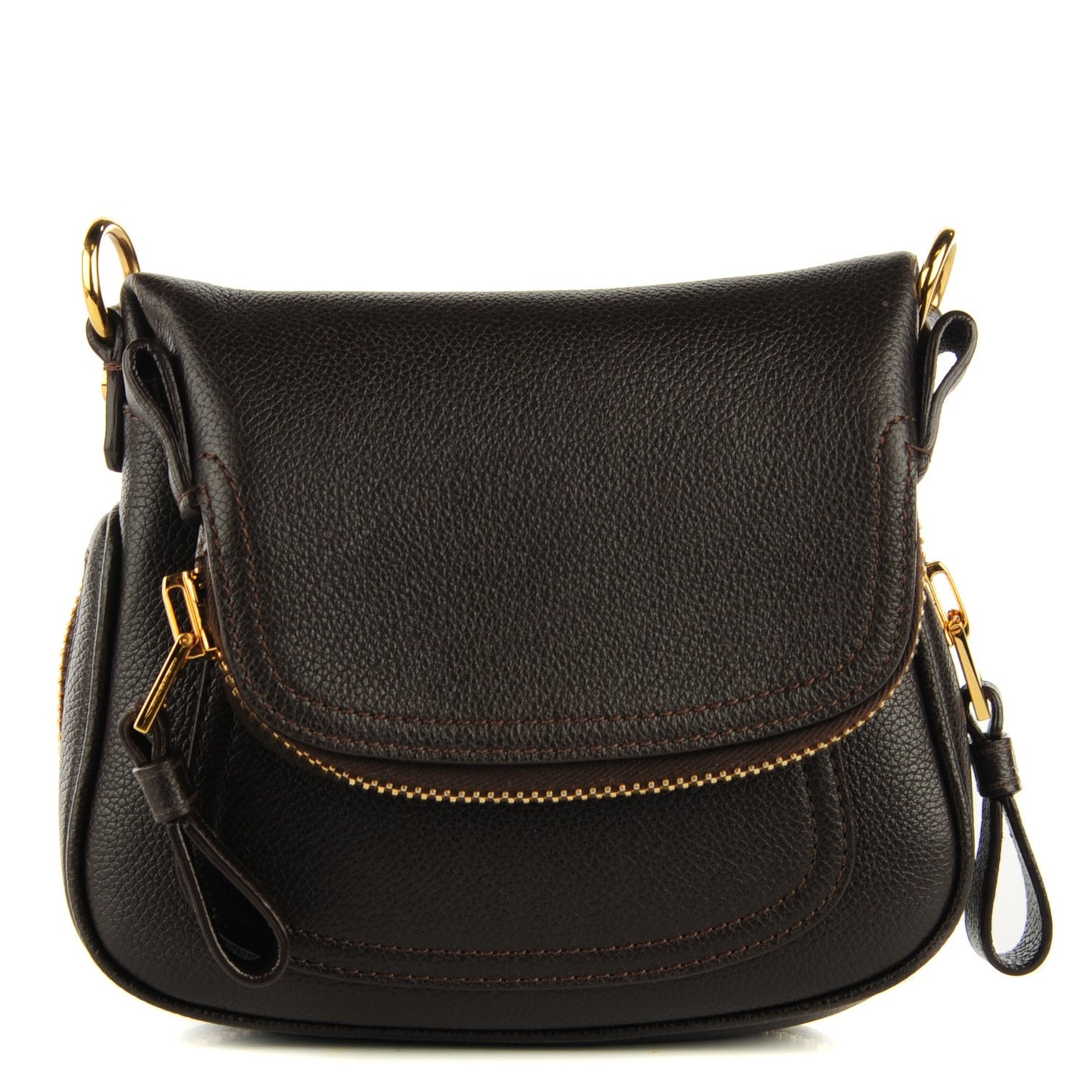 Calfskin Jennifer Mini Crossbody Bag Brown