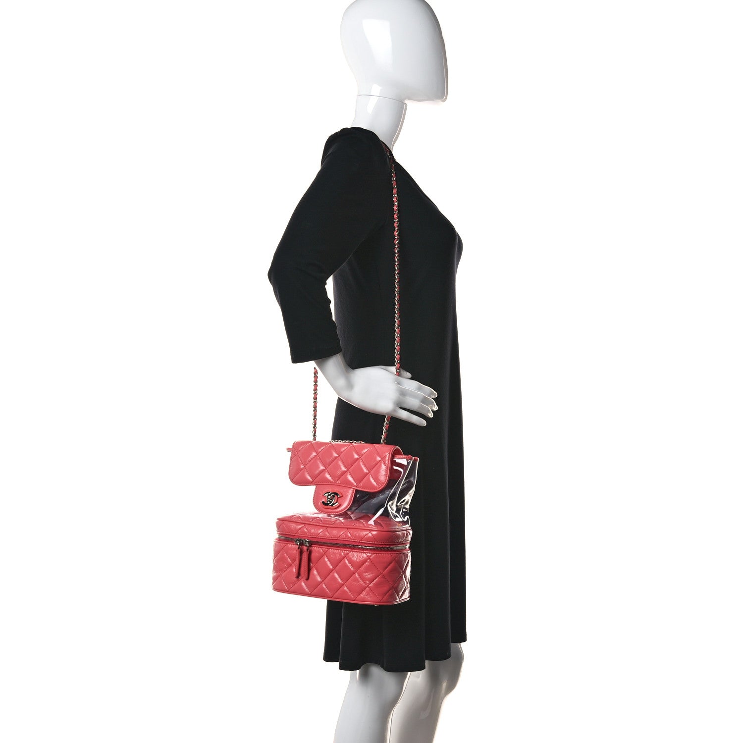 Chanel Crumpled Calfskin PVC Quilted Backpack Pink 2 of 11