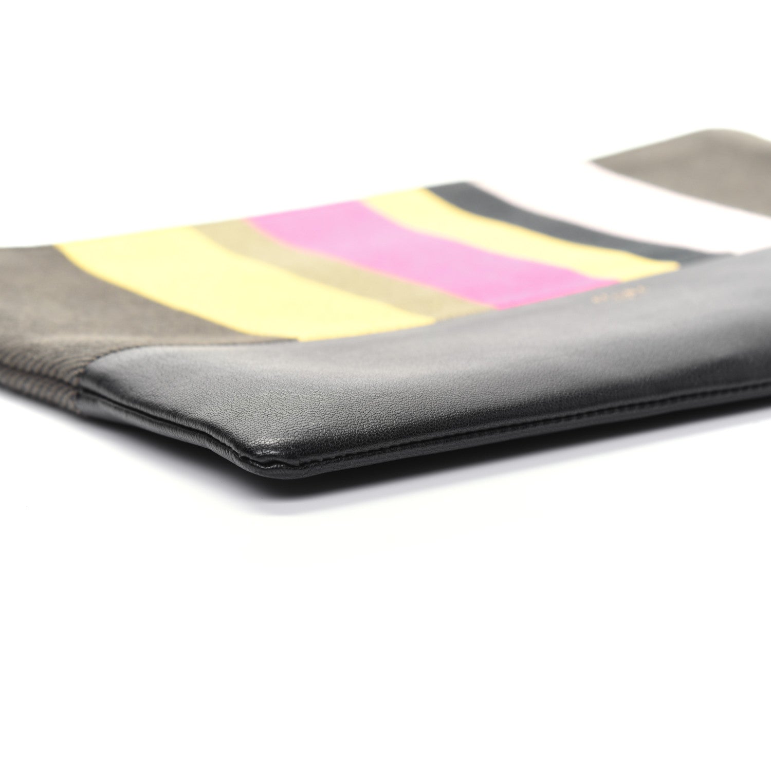 Celine Cotton Canvas Lambskin Striped Solo Clutch Pouch Black 6 of 15