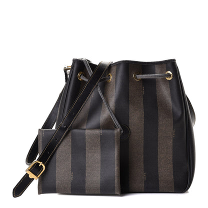 Fendi Calfskin Coated Canvas Pequin Bucket Bag Tobacco 1 of 6