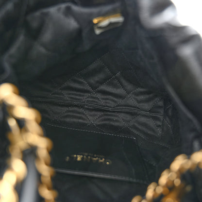 Chanel Shiny Crumpled Calfskin Quilted Pearl Mini Chanel 22 Black 5 of 11