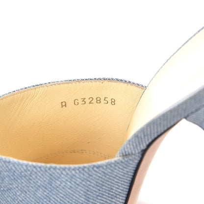 Chanel Printed Lambskin Grosgrain Cap Toe CC Mules 39 Blue Black 11 of 13