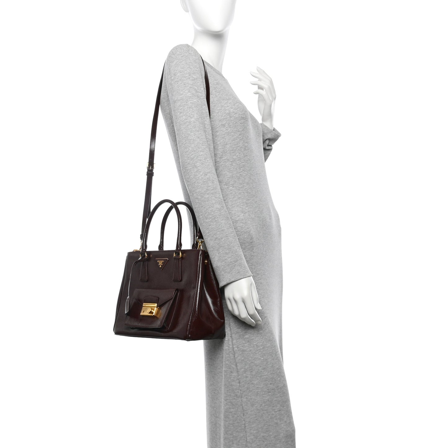 Saffiano Vernice Galleria Front Pocket Tote Cherry